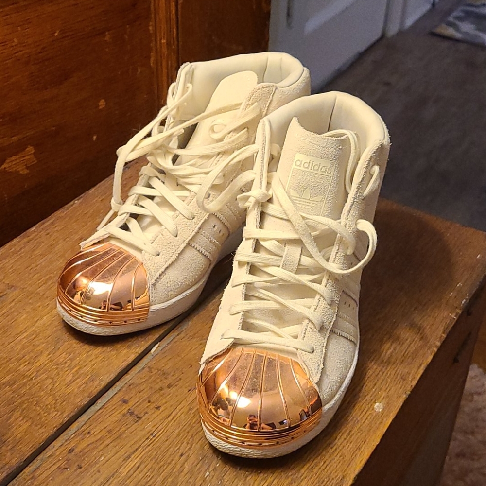 Adidas Rose Gold Wedge Sneakers
